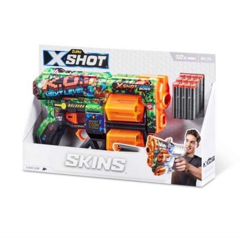 ZURU XSHOT SKINS DREAD FOAM DART BLASTER K.O NEXT LEVEL MAINAN PISTOL ANAK MAINAN PELURU GABUS MAINA