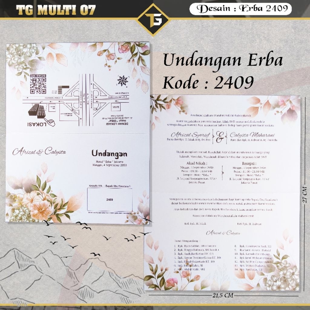 Undangan Erba 2409 (Cetak+Plastik)