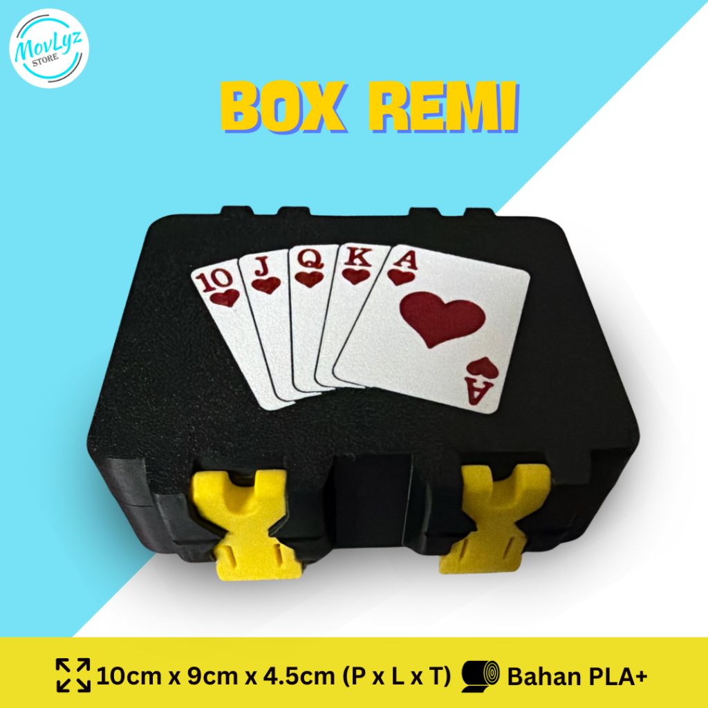 Box Remi – Kotak Penyimpanan Kartu Remi / Poker | Bahan PLA+