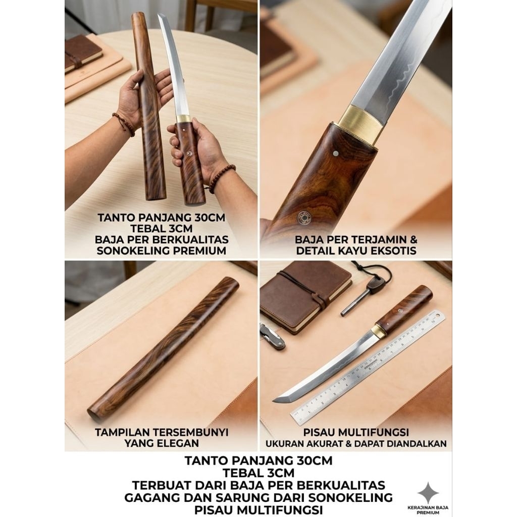 Pisau Multifungsi Baja Per l G0l0k Tanto panjang 30cm