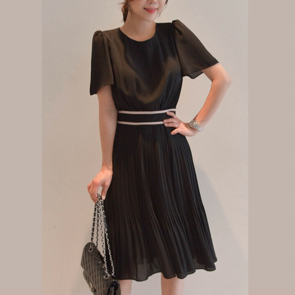 Dress Plisket Sifon Hitam