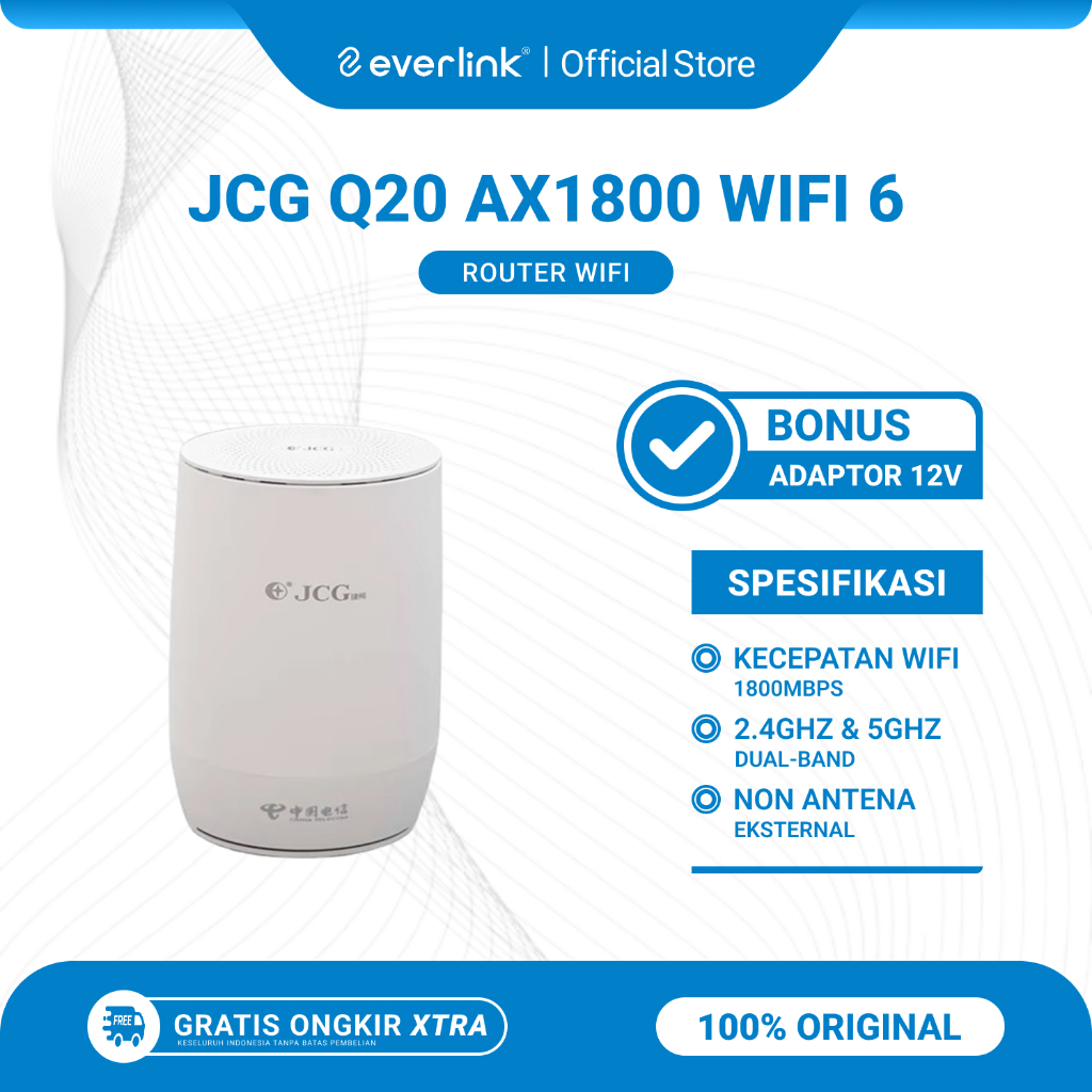 JCG Q20 AX1800 Wireless Router WiFi Dual-Band 2.4GHz & 5.8GHz Bekas Original Bonus Adaptor