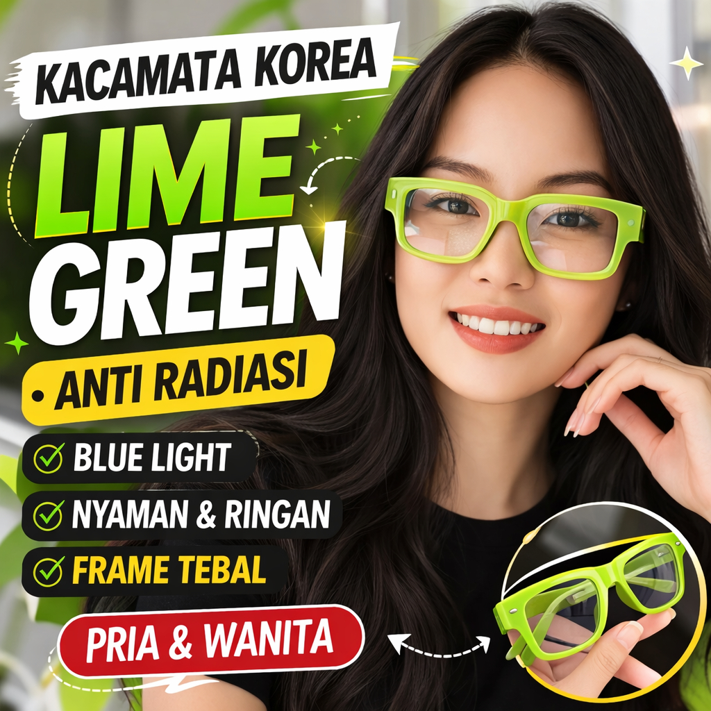 Kacamata minus Anti Radiasi Pria Wanita Frame Kotak Tebal Korea Blue Light Glasses Komputer Fashion 
