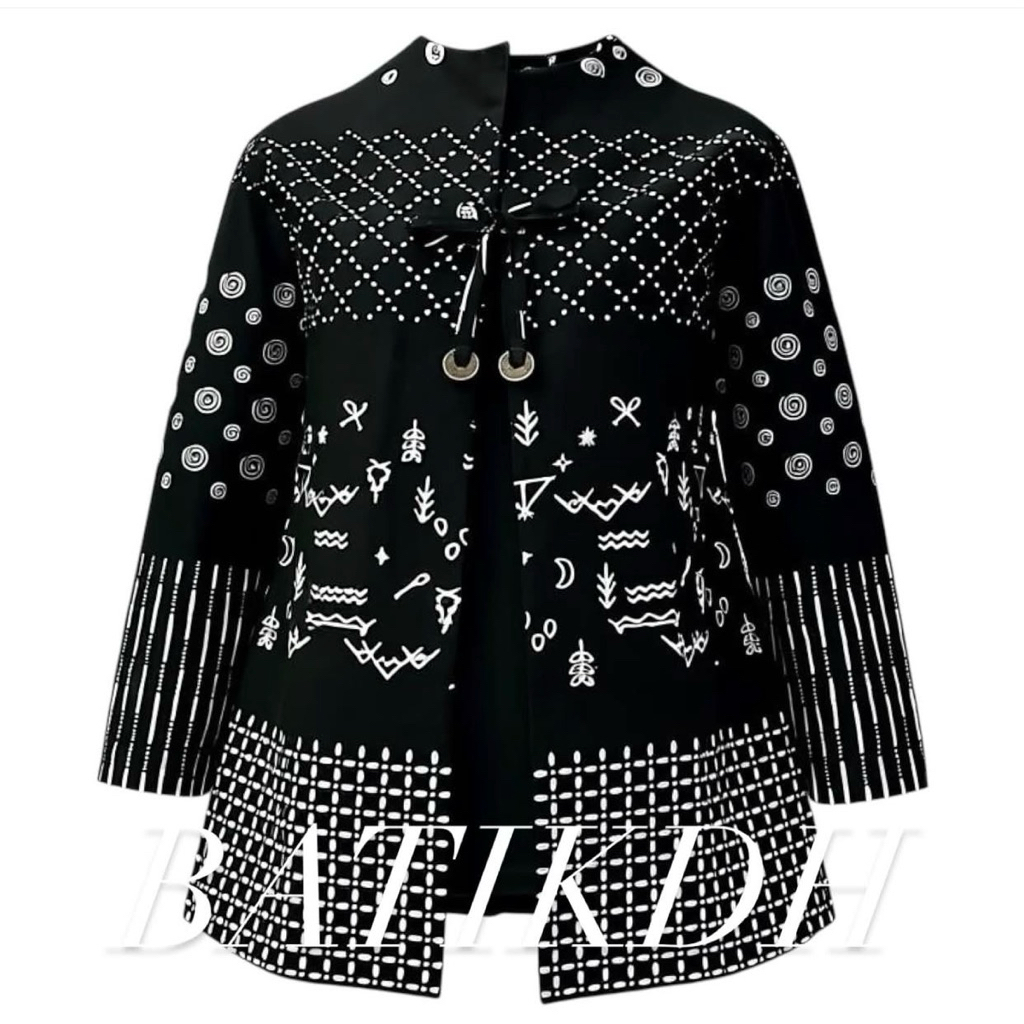 Outer Bolero Batik Modern Jumbo Wanita Kerja Lengan Panjang Bahan Katun Halus Solo