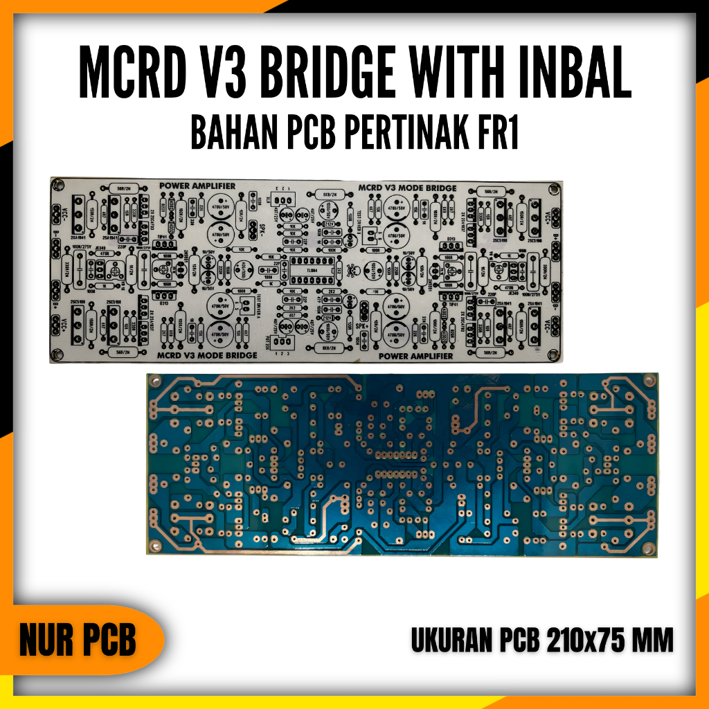 PCB Driver Power Amplifier MCRD V3 Bridge BTL TL084 Input Balance 45-75VAC PA-014