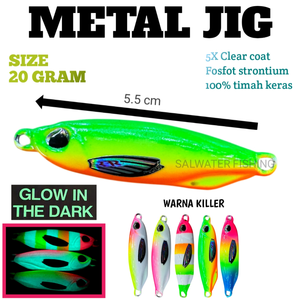 Pabrik Umpan Pancing Killer 20 Gram Micro Metal Jig Full Gid 20 Gram  DMC Premium  Assist Hook DFG20