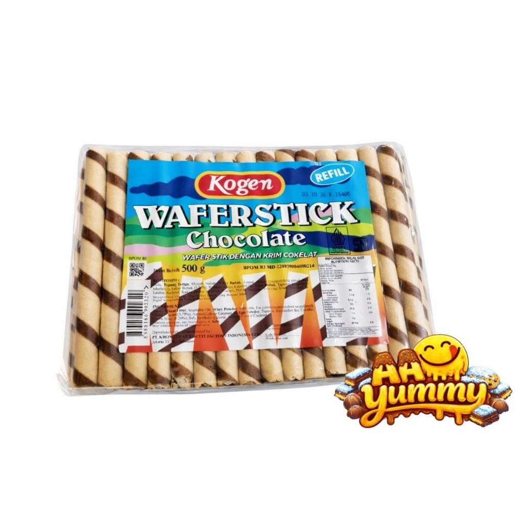 Refill Wafer Stick Coklat Kogen 500 Gram - Rasa Coklat, Isi Ulang, Camilan Keluarga