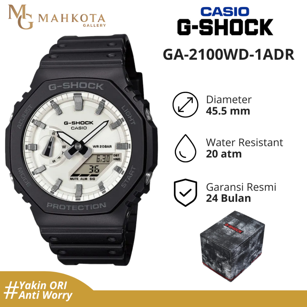 Jam Tangan Pria Casio GA-2100WD-1ADR   Analog Digital Strap Karet Original dan Bergaransi Palembang