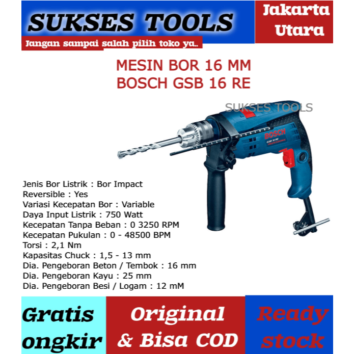 MESIN BOR 16MM BOSCH - GSB 16 RE