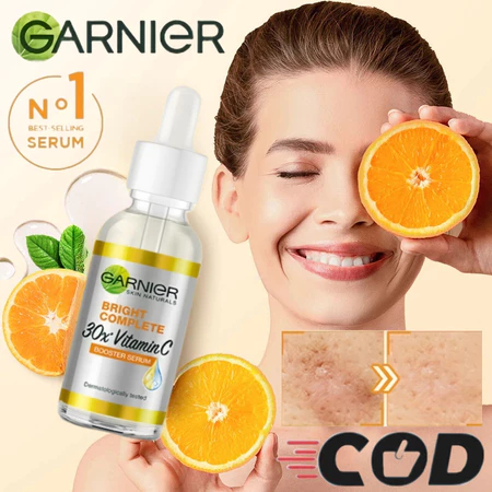 [ORI&EXP 2028] Garnier Bright Vitamin C 30x Booster Serum 30ml Cepat Cerahkan Noda Hitam Samarkan Be