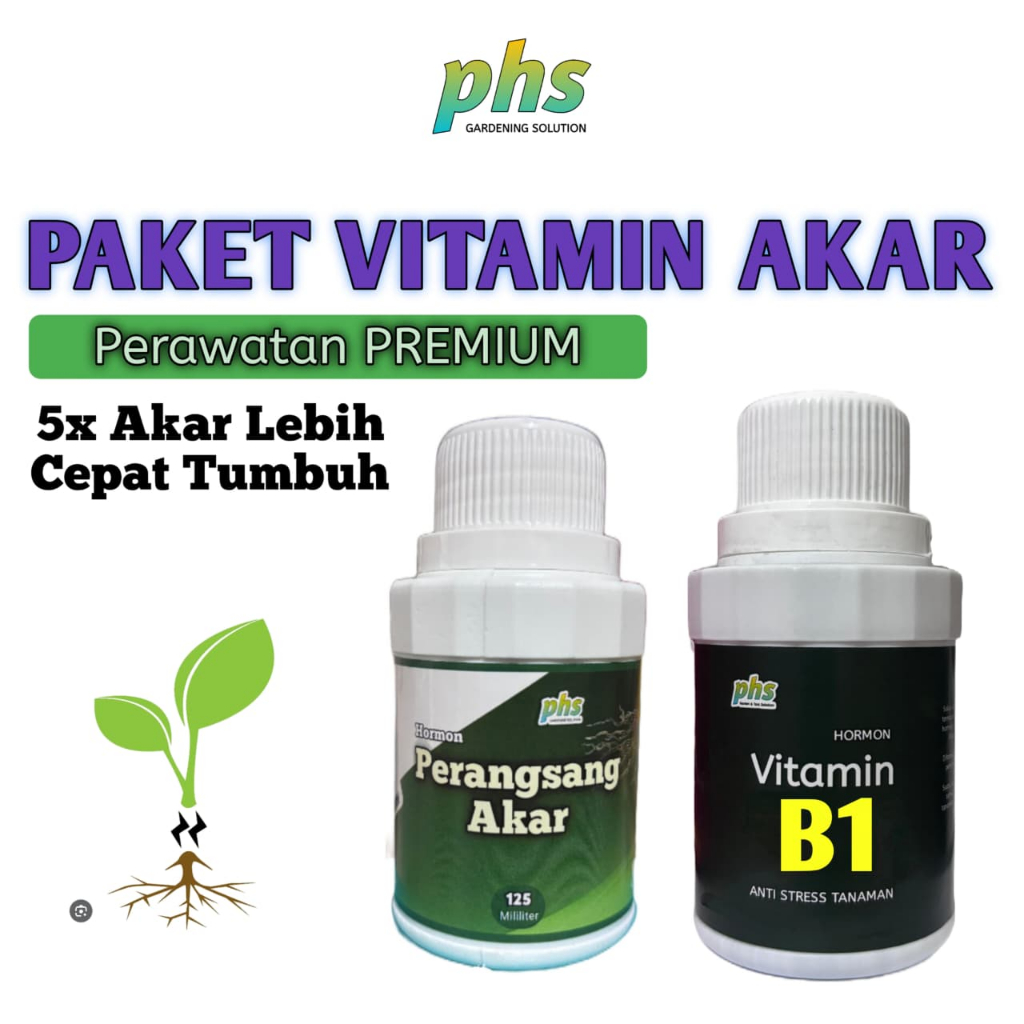 PAKET VITAMIN AKAR B1 DAN PERANGSANG AKAR PHS GARDENING SOLUTION ORIGINAL