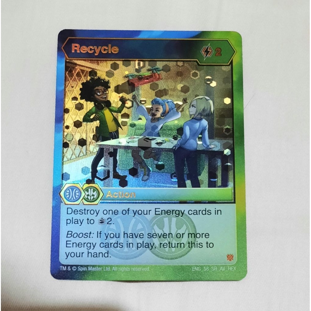 Kartu Bakugan Recycle holo foil Aquos Ventus SR action card tcg spin master