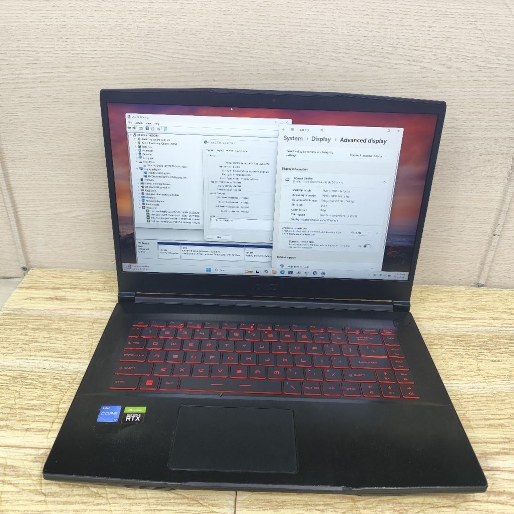 Laptop Second MSI Gf63 Thin 11uc Core i7-11800h Ram 8gb Ssd 512gb Rtx 3050