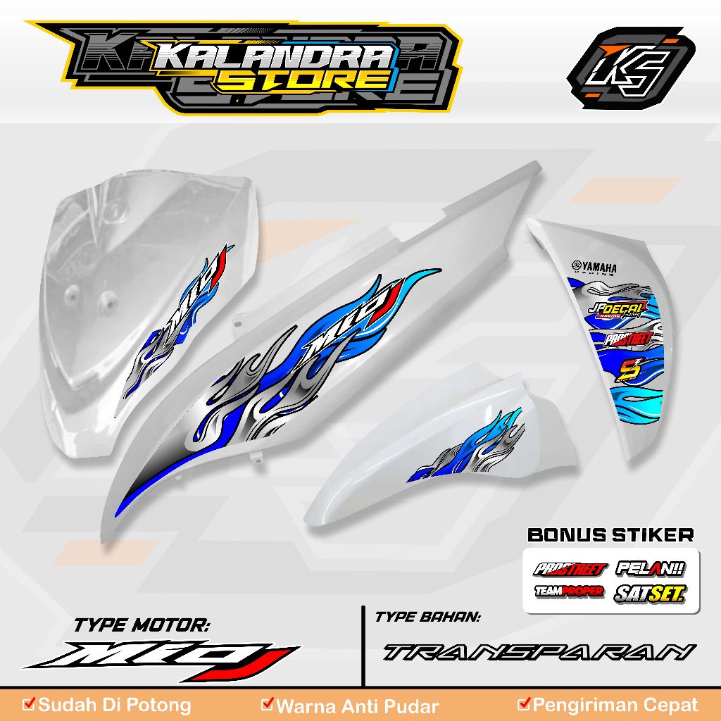 STIKER VARIASI UV TRANSPARAN MIO J STRIPING TRANSPARAN MIO J MOTIF API SUDAH DICUTTING TINGGAL TEMPE