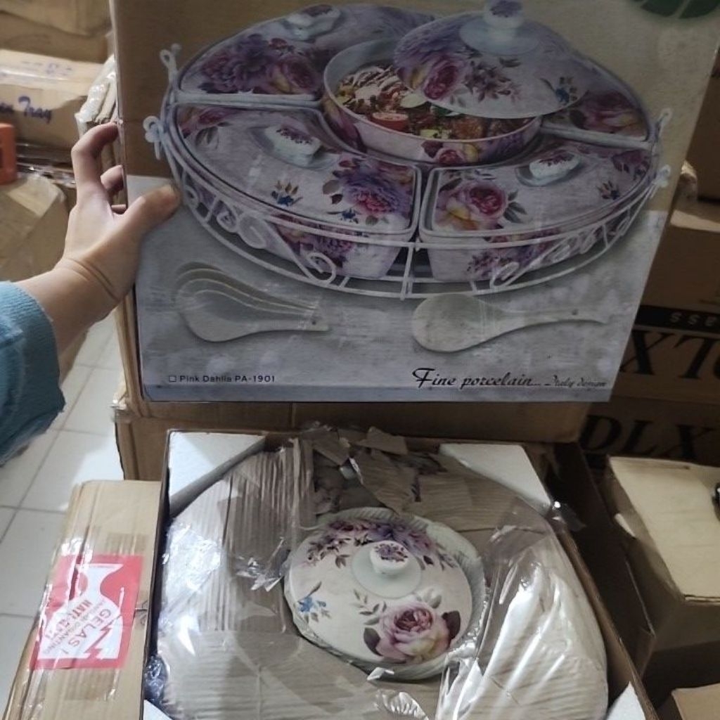 party set picasso with rack roller and white spoon porcelain tempat sayur keramik wadah saji