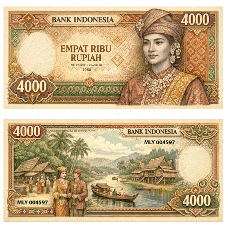 Uang Novelty 4000 Rupiah Suku Melayu Kep Riau Tahun 1980