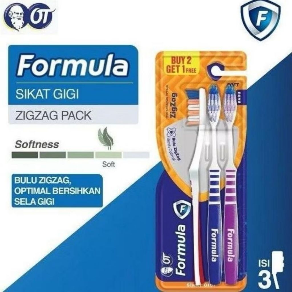 Sikat Gigi Formula Isi 3 | Sikat Gigi Dewasa Formula | Sikat Gigi ZigZag
