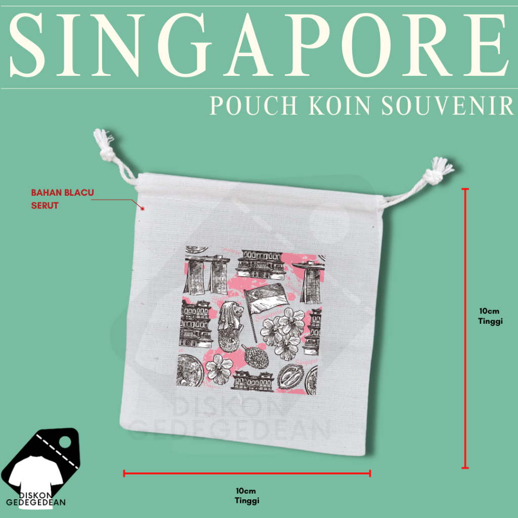 Diskongedegedean Pouch Dompet Koin Souvenir Singapore Dompet Koin Oleh Oleh Singapura Merlion Bahan 