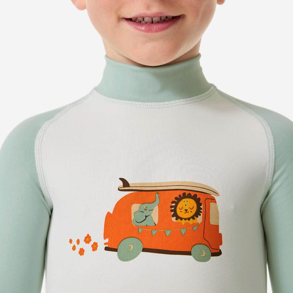 Decathlon NABAIJI Baju Lengan Panjang Anti UV Renang Anak Motif Mobil Van Putih/Hijau - 8851751