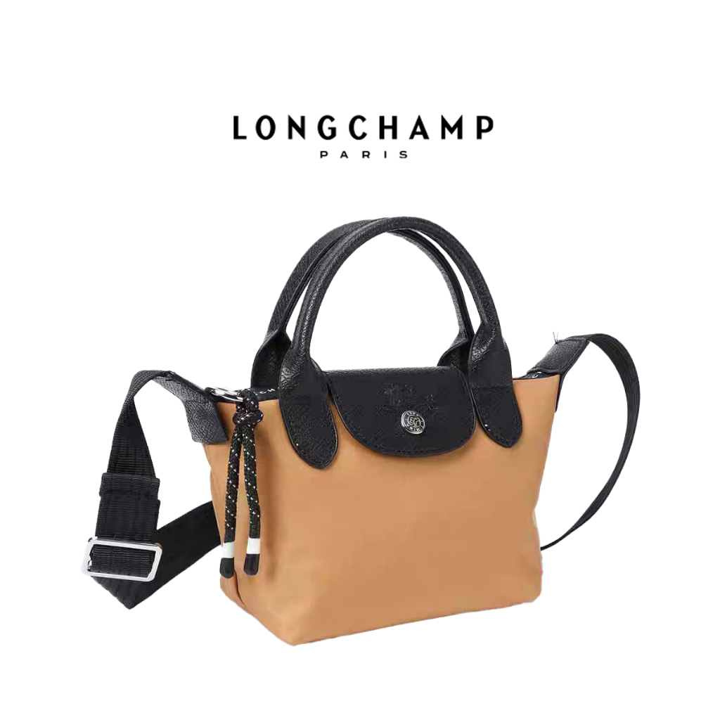 Longchamp Tas Wanita Seri Le Pliage Energy Tas Selempang Tangan Bahu Warna Cokelat Tembakau