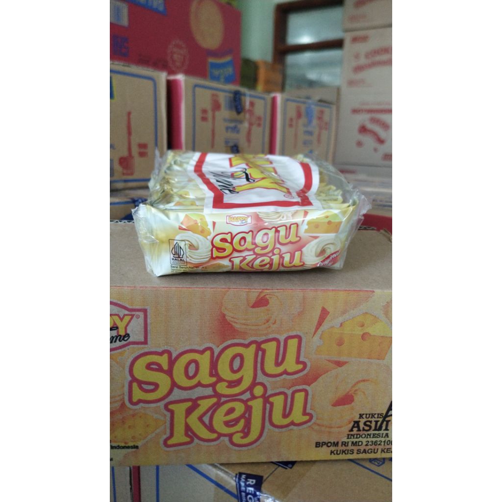 Happy Time Sagu Keju - Kukis Sagu Keju Renceng - Netto 20 pcs × 10 gr