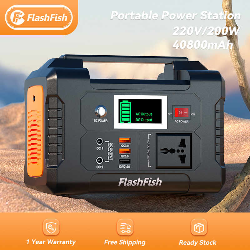 Flashfish E200 Power Station Portable Mini Generator Listrik Paket Solar Cell Powerbank Genset