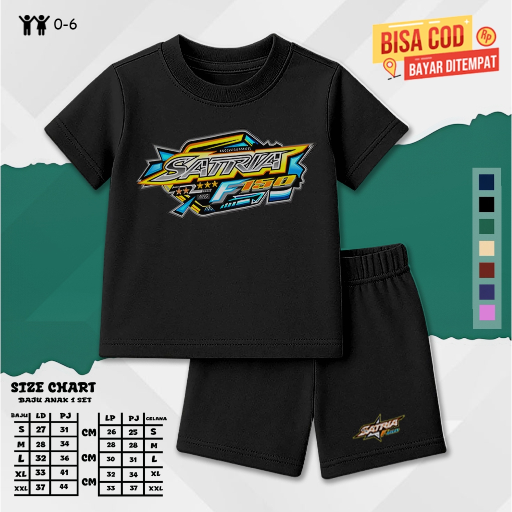 CHICOKAOS - SETELAN KAOS ANAK UNISEX - MOTIF MOTOR SATRIA FU - BISA COD