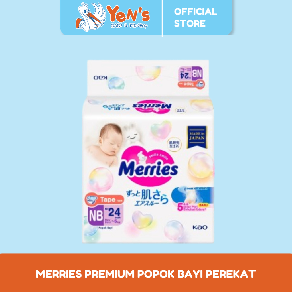 Merries Premium Popok Bayi Perekat NB 24 - Popok Bayi Sekali Pakai