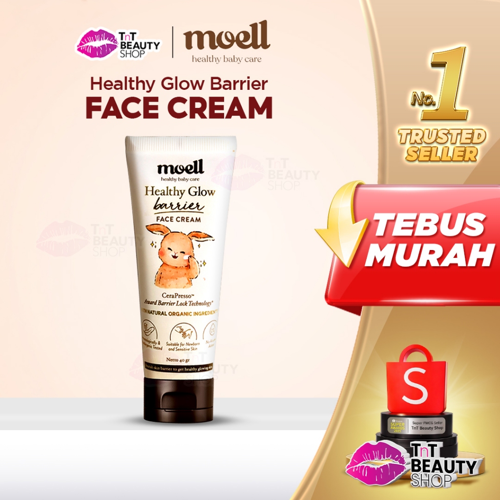 Moell Face Cream 40gr Healthy Glow Barrier Face Cream - Pelembab Wajah Bayi - Plant Based Probiotics