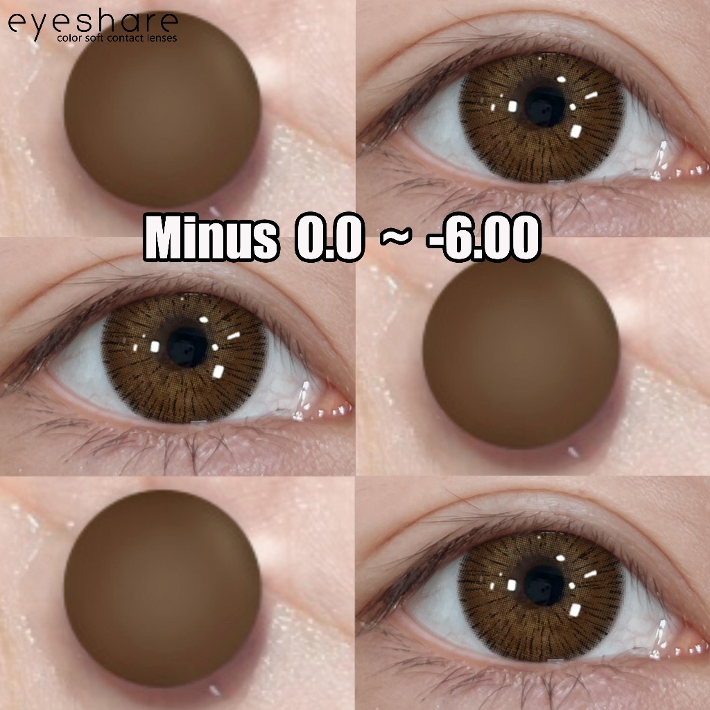 Minus Softlens Eyeshare 2pcs VIENNA Seri Chocolate Lensa Kontak dengan Warna Alami Minus 0.0~-6.00