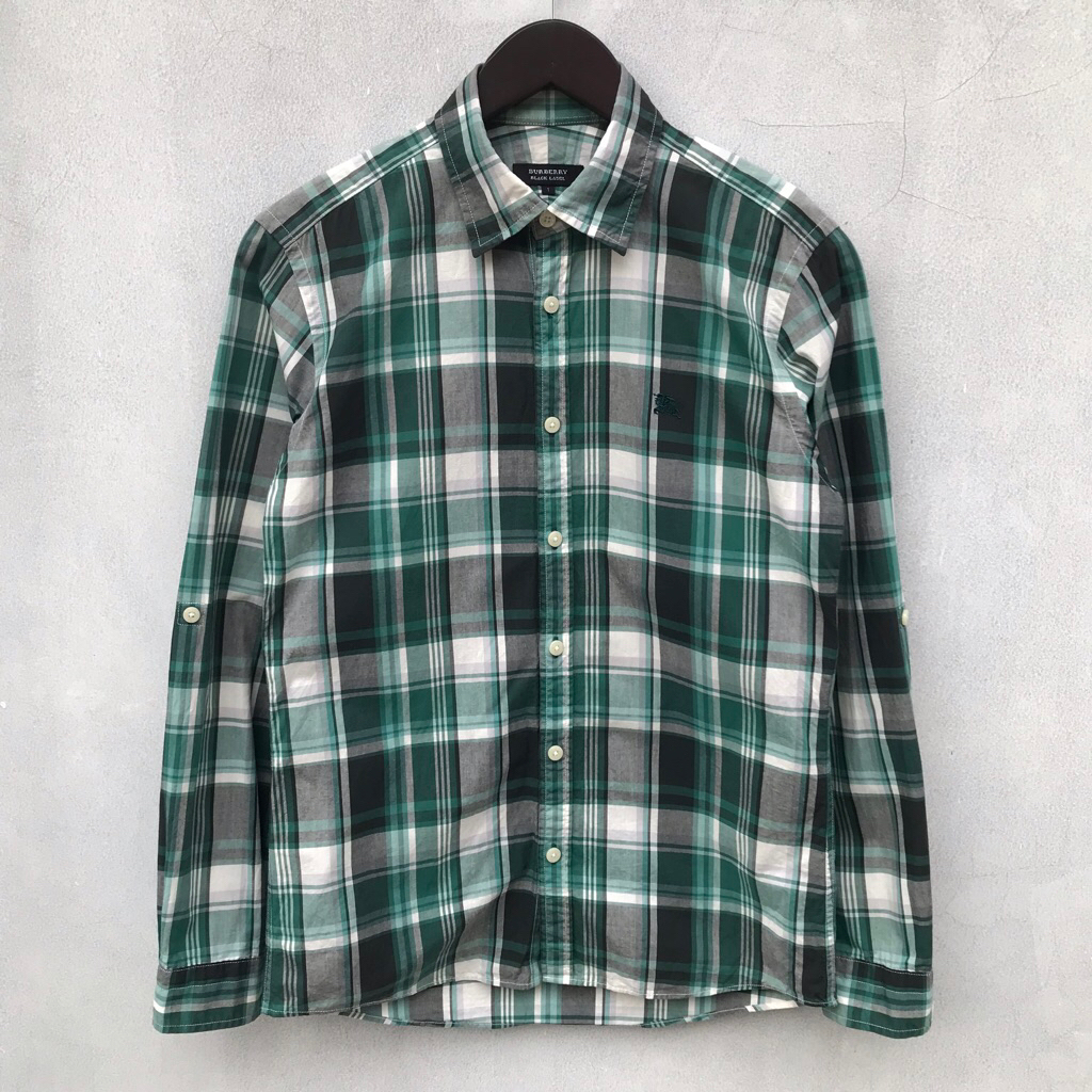 Kemeja by Burberry Black Label Plaid Shirt Green sz Small