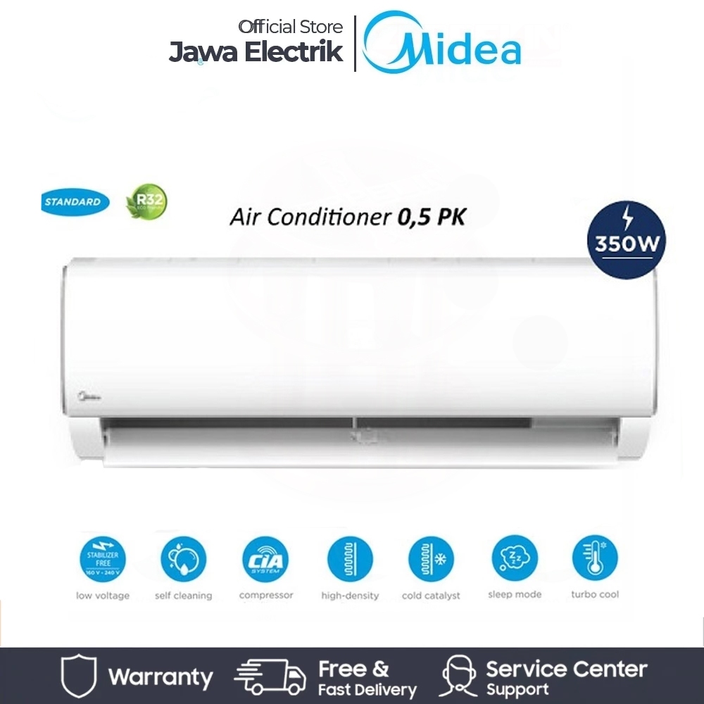 Ac Midea 1/2PK 3/4 Pk 1PK + Pasang Midea - Low Watt Super dingin