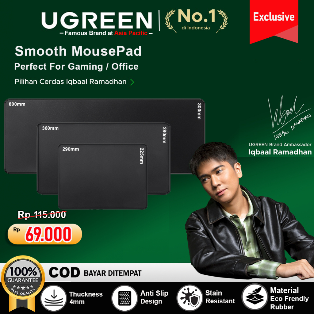 UGREEN Mouse pad Gaming PU Leather Waterproof Anti Slip 90564