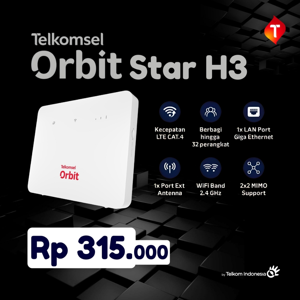 Modem Wifi Router Telkomsel Orbit Star H3 Huawei B313 Highspeed 4G Free 150GB wifi tanpa kabel