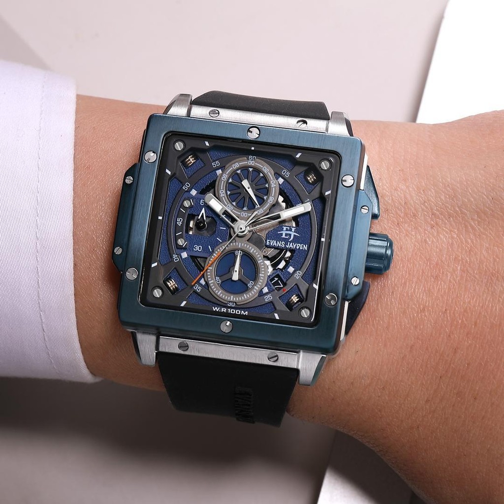 Jam tangan pria jayden jam tangan pria terbaru 9582 rubber COD tanggal aktif anti air