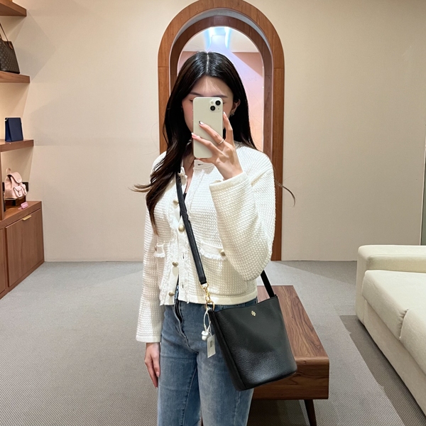Tas TB BLAKE GHW BLACK GRAINED BUCKET BAG 100% ORIGINAL