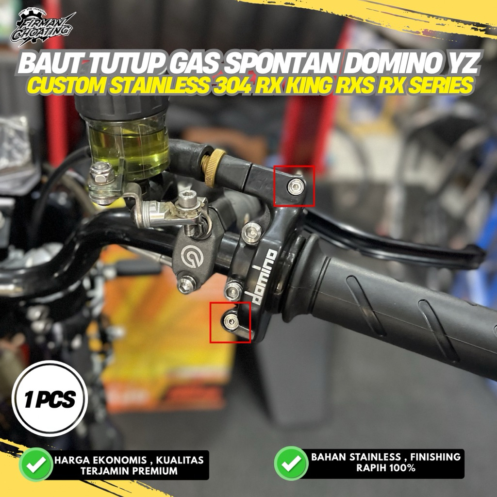 BAUT COVER TUTUP GAS SPONTAN MODEL YZ DOMINO CUSTOM STAINLESS M5X15 RX KING RXS RX SERIES ANTI KARAT