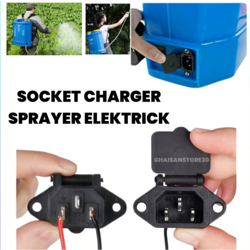 SOCKET CHARGER SPRAYER UNIVERSAL LOBANG CHARGER UNTUK SPRAYER ELEKTRIK SPAREPART SUKATANI