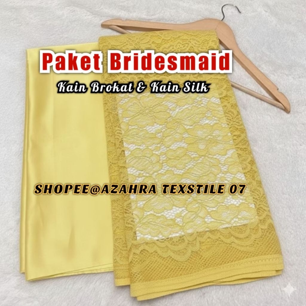 Kain Bridesmaid Brokat Butter Yellow & Kain satin (Puring)