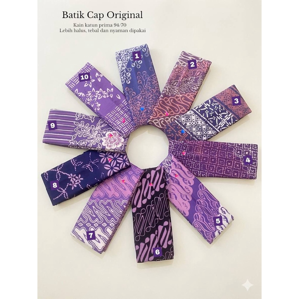 Kain batik cap warna ungu