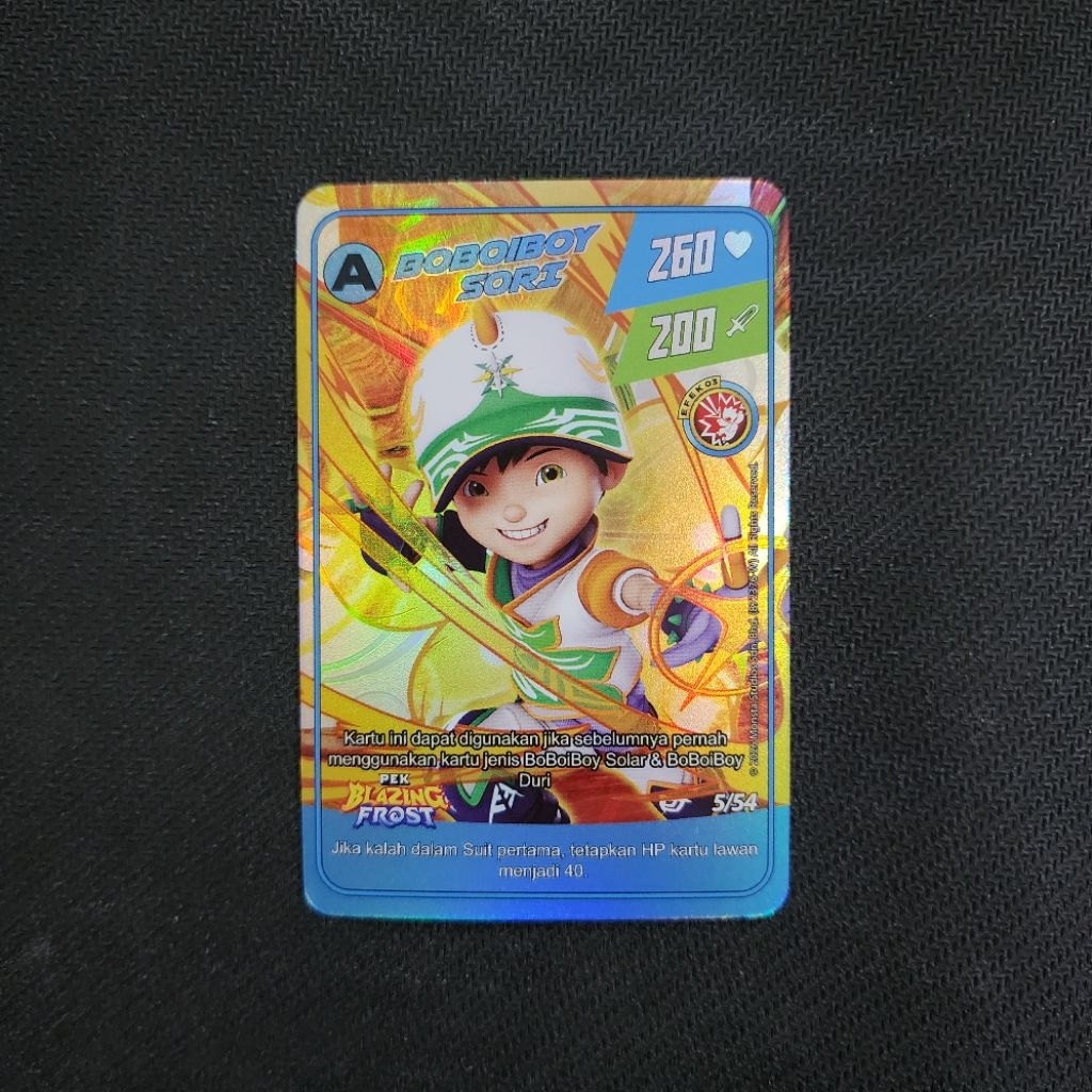 Kartu Boboiboy Monsta Galaxy Card - Boboiboy Sori 5/54 (A Rank Silver Card) Pek Blazing Frost