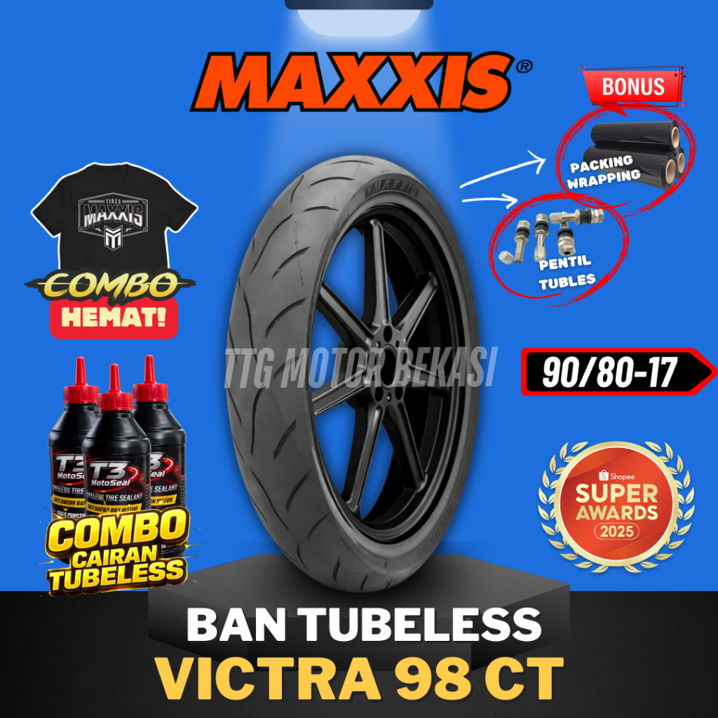 [READY COD] BAN MAXXIS RING 17 VICTRA 98 CT TUBELESS 90/80-17 / BAN MOTOR RING 17 MAXXIS / BAN MAXXI