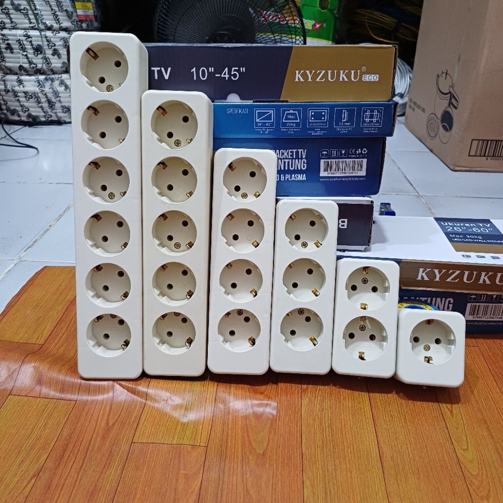 Uticon Stop kontak Terminal listrik soket colokan  1lubang 2 lubang 3 lubang 4 lubang 5 lubang termi