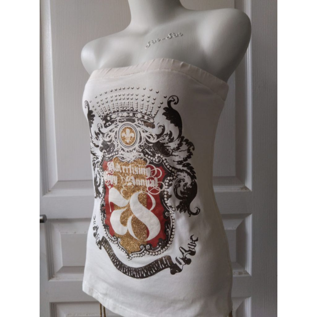 Kemben putih kaos tali serut size S Small