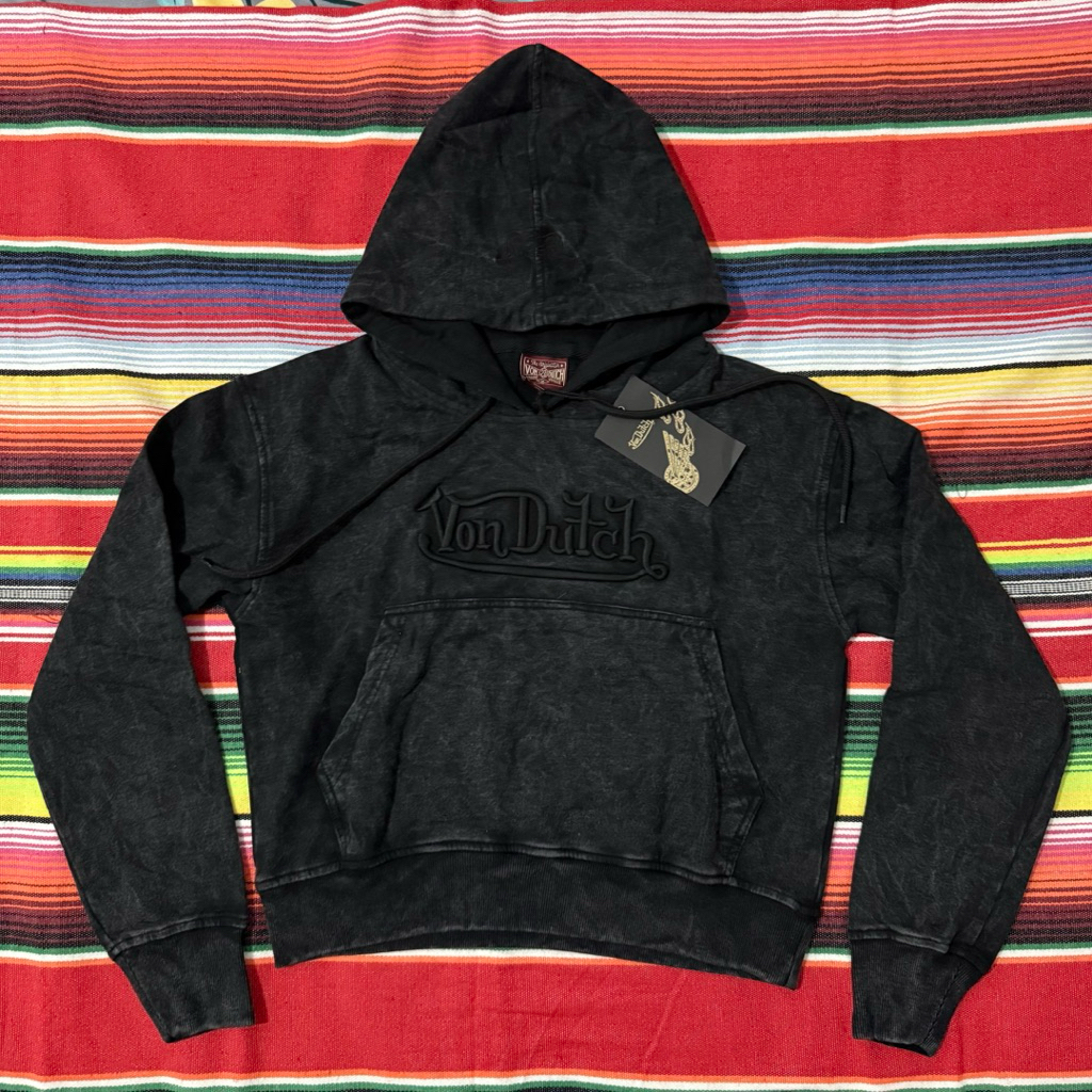 HOODIE CROP TOP - VONDUTCH - M LADIES BLACK WASH