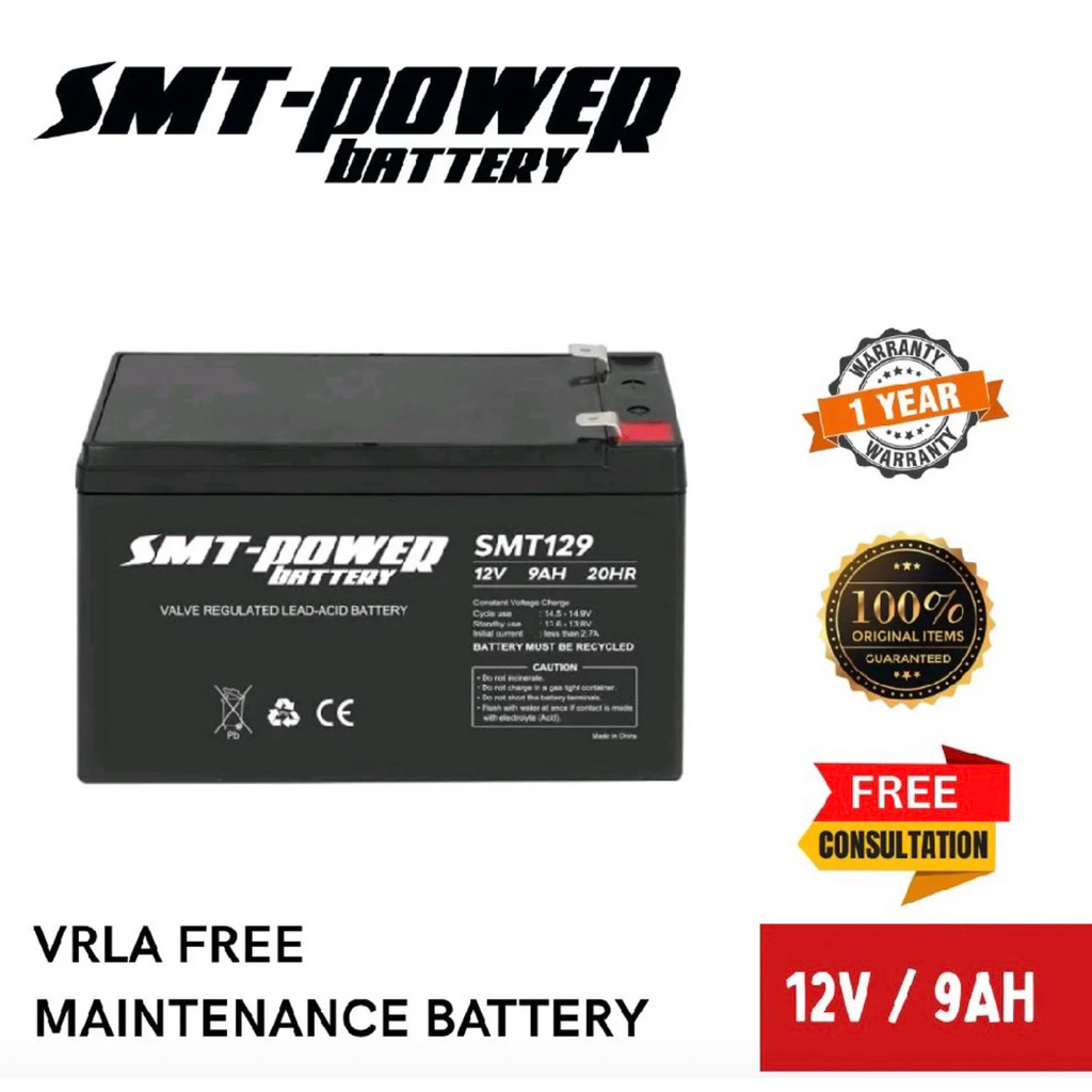 SMT129 Battery 12V 9AH 20HR Baterai UPS / Sprayer Elektrik 8AH Aki Kering
