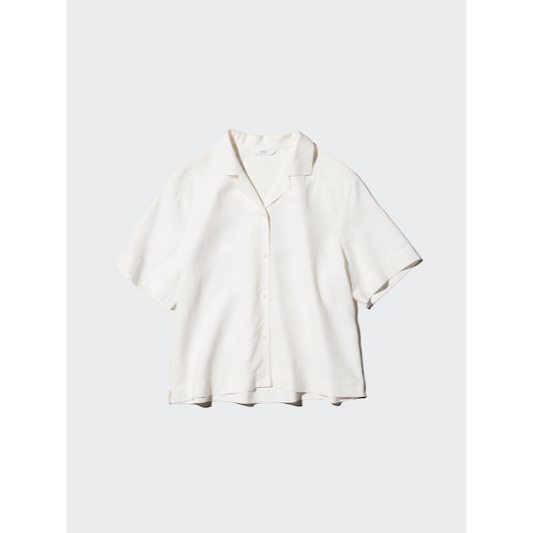 UNIQLO Women Kemeja Linen Blend Kerah Terbuka Wanita JASTIP BATBOY