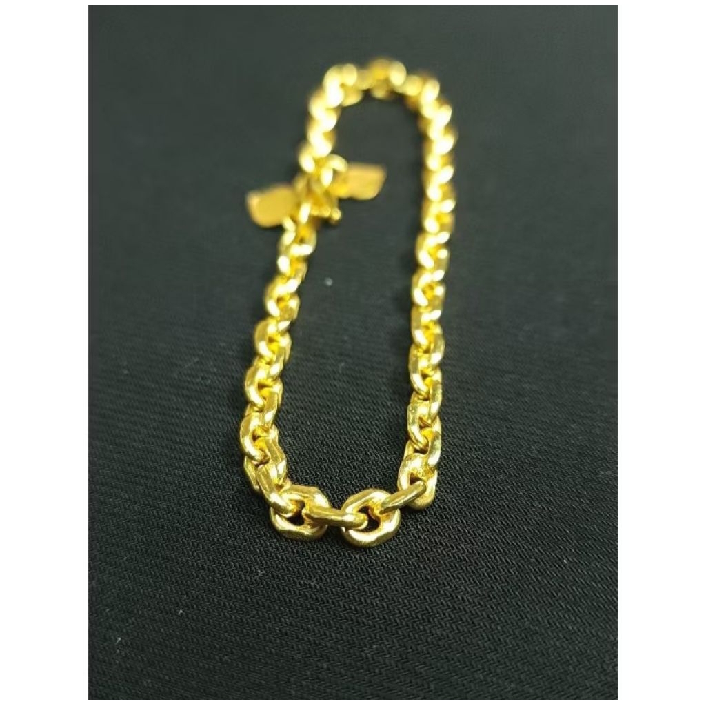 Gelang nori rantai medan tebal 4mm lapis emas 24k gelang rantai nori medan - Perhiasan Gelang Rantai