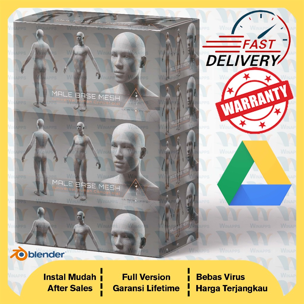Universal Human Male Base Mesh v3.0 for Blender 3D