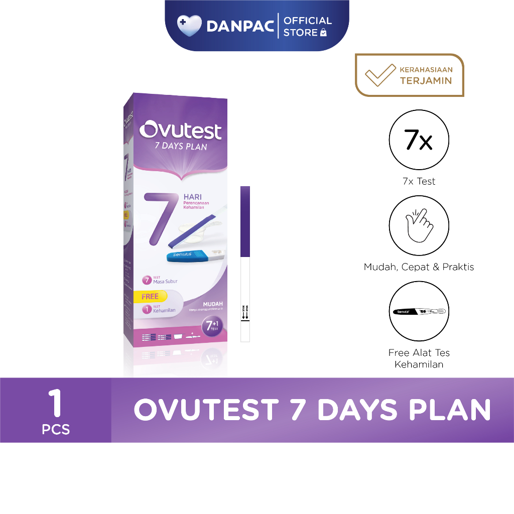 Ovutest 7 Days Plan isi 1 Pcs / Ovulation Test Alat Tes Masa Subur